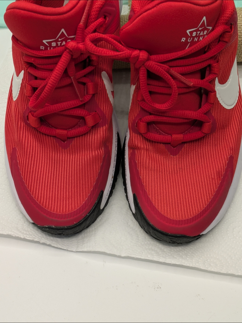 Nike Kids Red and White Sneakers Star Runner Sz 6Y